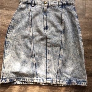 High waist acid wash jean skirt